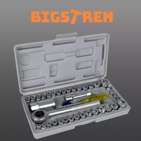 Bigstren Zestaw kluczy nasadowych- 40szt. Bigstren 19168 Bigstren Zestaw kluczy nasadowych- 40szt. Bigstren 19168