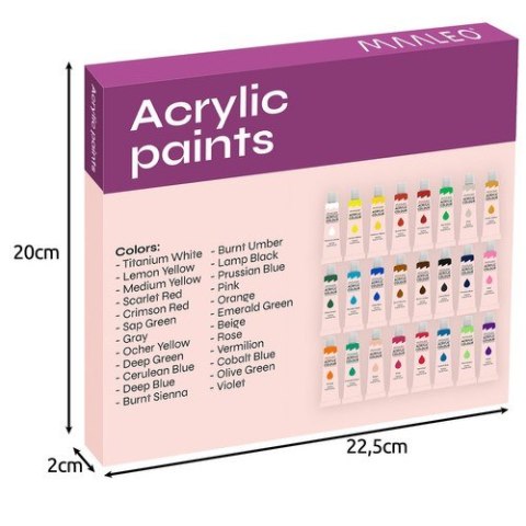 Maaleo Farby akrylowe 24szt.- 12ml. Maaleo 20363 Maaleo Farby akrylowe 24szt.- 12ml. Maaleo 20363